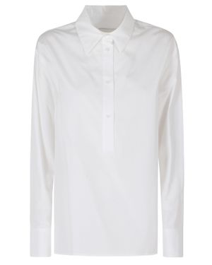 Loulou de Saison Colin Oversized Cotton Polo Shirt - White