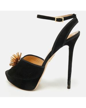 Charlotte Olympia Suede Ankle Strap Platform Sandals - Black