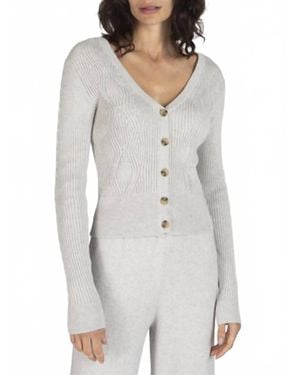 ATM Cotton Cashmere Mixed Stitch Cardigan - White