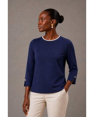 J'Envie/Eli The Bari Quarter Sleeve Top - Blue