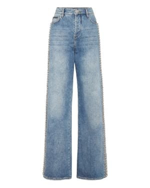 Philipp Plein Denim Skater Fit Pants Rib Strass - Blue