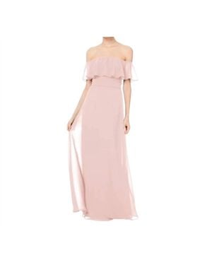 Bill Levkoff Off The Shoulder Chiffon Bridesmaid Dress - Pink