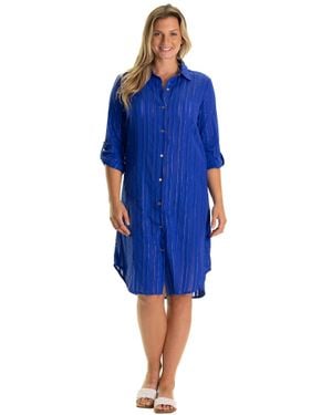 Duffield Lane Metallic Stripe Midi Coverup - Blue