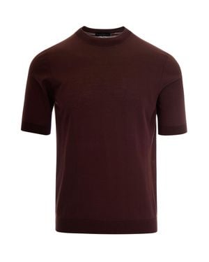 Ballantyne Slim-Fit Short-Sleeve Knit Top With Ribbed Details - Red