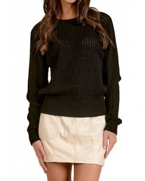 Elan Raglan Sleeve Crewneck Sweater - Black