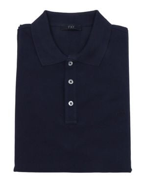 Fay Piquet Knit Subtle Embroidery Polo Shirt - Blue