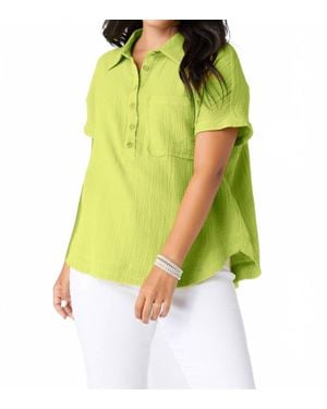Coco + Carmen Gina Button Down Gauze Top - Green