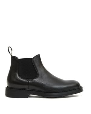 Doucal's Leather Ankle Boots With Elastic Side Panels - Black