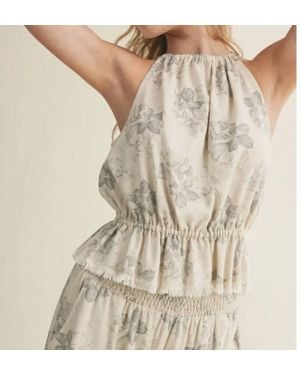 Miou Muse Greta Print Sleeveless Top - Natural