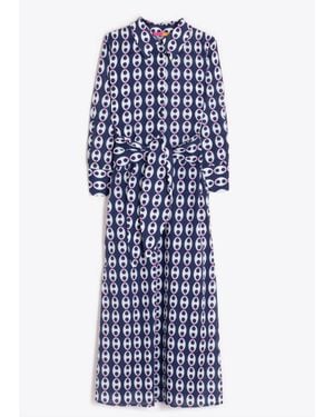 Vilagallo Link Print Shirt Dress - Blue