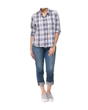 Tulip Clothing Boyfriend Button-Front Shirt - Blue