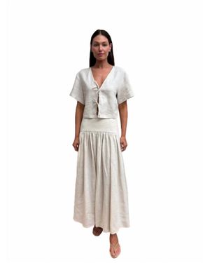 STAUD Procida Linen Skirt - White
