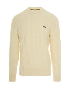 Lacoste Cream Wool Cable-Knit Sweater - Natural