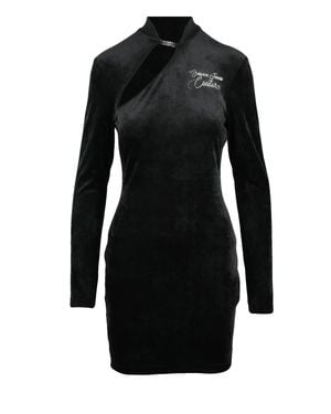 Versace Jeans Couture Mini Dress With Long Sleeves And Back Zip Closure - Black