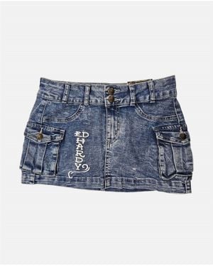 Ed Hardy Heart Dagger Cargo Skirt - Blue