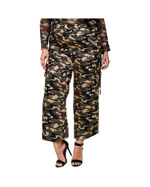 Nina Parker Plus Pocket Polyester Cargo Pants - Pink