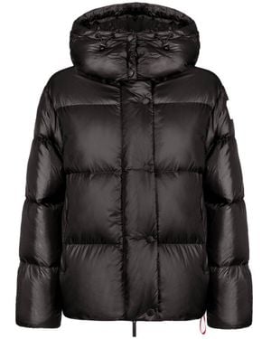 AFTER LABEL Short Puffer Jacket With Glossy Finish And Quilted Design - Black