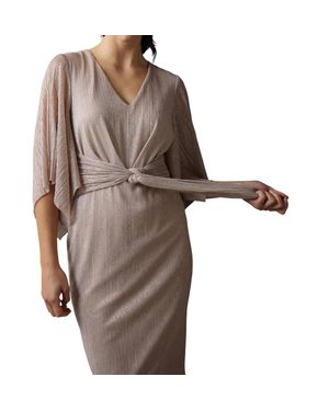 Joseph Ribkoff Drapped Sleeve Dress - Brown