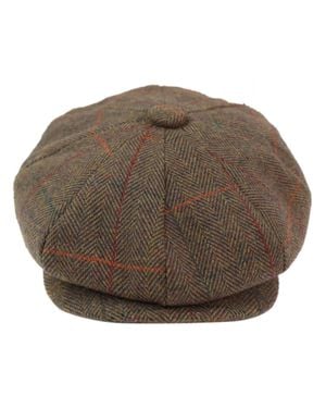 Infinity Leather Peaky Blinders Herringbone Flat Hat - Brown