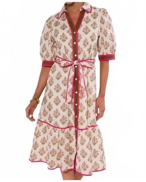 Thml Mixed Print Tie Waist Midi Dress - Red