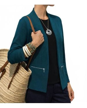 J'Envie/Eli Torino Zip Ribbed Cardigan - Blue