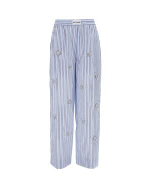 Des Phemmes Crystal-Embellished Striped Pants - Blue