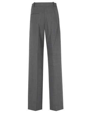 Self-Portrait Front Pleats Straight-Leg Tailored Pants - Gray