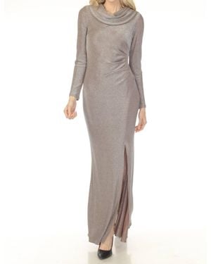 Joseph Ribkoff Shimmery Cowl Neck Maxi Evening Dress - Gray