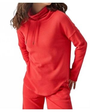 Lilla P Rounded Hem Mock Neck Top - Red