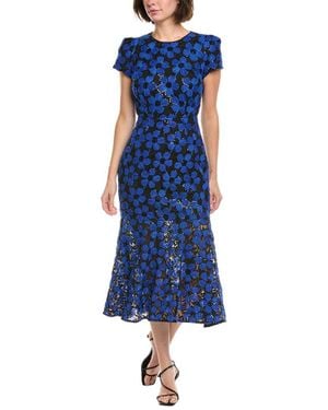 MILLY Tahlia Rose Tulle Lace Midi Dress - Blue