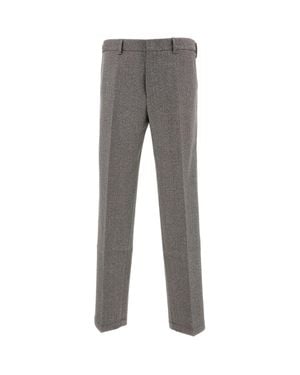 Cellar Door Straight-Leg Wool Pants With Pressed Crease And Low Waist - Gray
