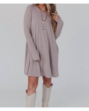 Three Bird Nest Nest Jake Long Sleeve Crewneck Mini Dress - Gray