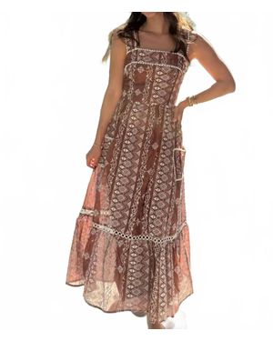 Mint Exclusives Lynette Bohemian Embroidered Maxi Dress - Brown