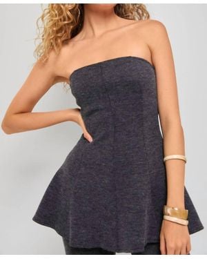 Moon River Strapless Neck Top - Blue