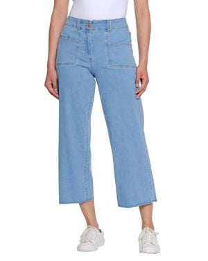 Slimsation By Multiples Raw Edge Hem Crop Jeans - Blue
