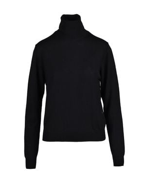 Add Extrafine Merino Wool Turtleneck Sweater With High Neck Design - Black