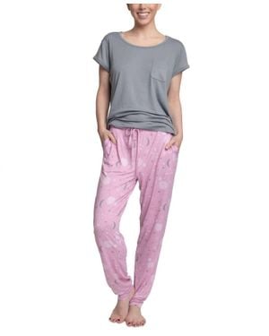 Hanes Cloud Knit Short Sleeve Pajama Set - Pink