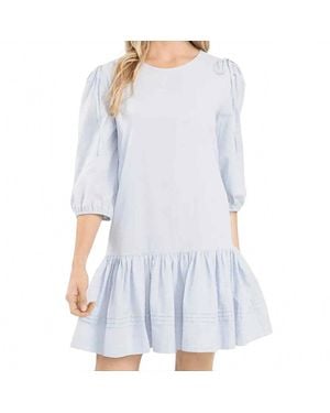 Cece Clip Dot Ruffled Dress - Blue