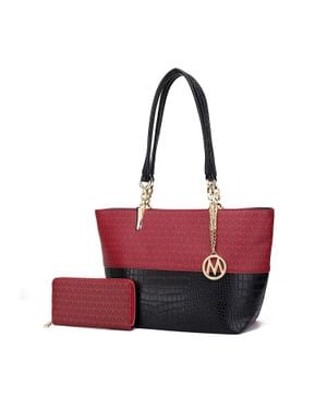 MKF Collection by Mia K Sasha Tote Bag With Wallet Vegan Leather Shoulder Bag Handbag Purse Set By Mia K - Red