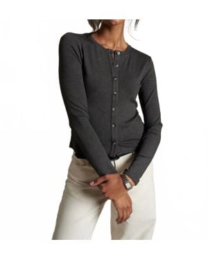 PERFECTWHITETEE Maureen Luxe Rib Crewneck Cardigan - Black