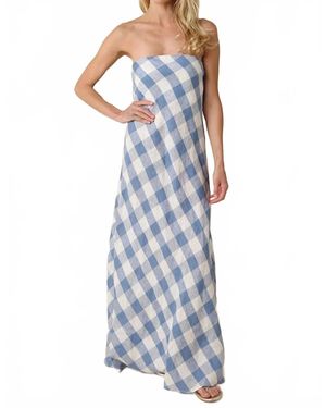 Olivaceous Erin Strapless Dress - Blue
