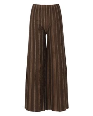 D. EXTERIOR Lurex Stripes Viscose Wide-Leg Pants - Brown