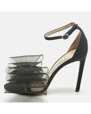 Jimmy Choo Canvas And Net Aveline Ankle Strap Sandals - Black