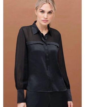 Go> By Go Silk Sheer Madness Blouse - Black