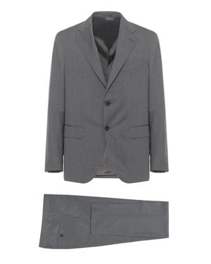Caruso Peak Lapel Wool Suit - Gray