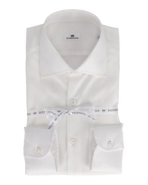 Sonrisa Classic Cotton Dress Shirt With Pointed Collar - White
