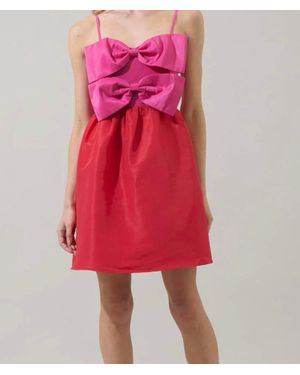 Sugarlips Tizza Bow Color Block Mini Dress - Red