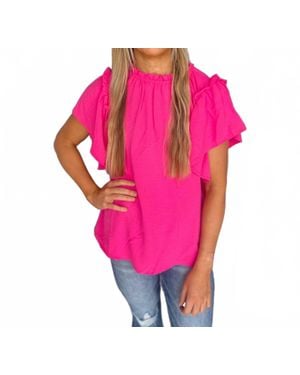 Haptics Serena Flutter Sleeve Blouse - Pink