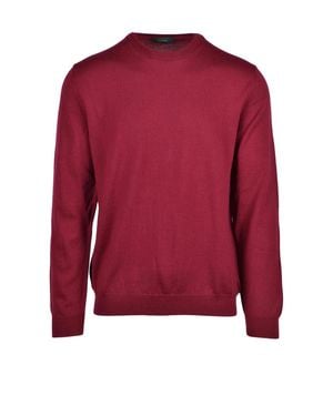Zanone Virgin Wool Crewneck Sweater - Red