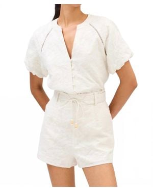 Allison Embroidered Josephine Top - White